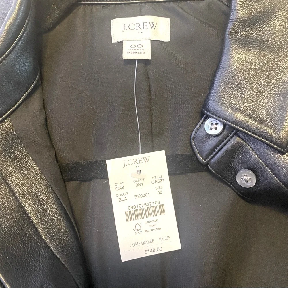 J. Crew Black Faux Leather Shirtdress